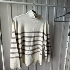 H&M Turtleneck Sweater - Cream and Brown Stripes